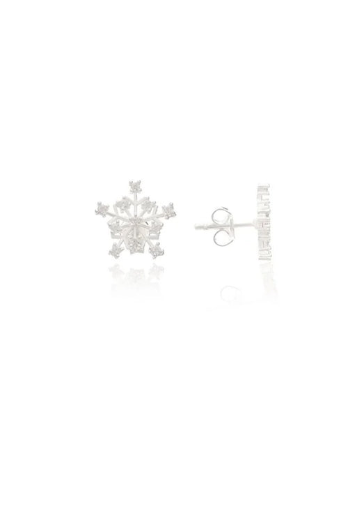 925 Sterling Silver Snowflake Earrings with Zircon Stones